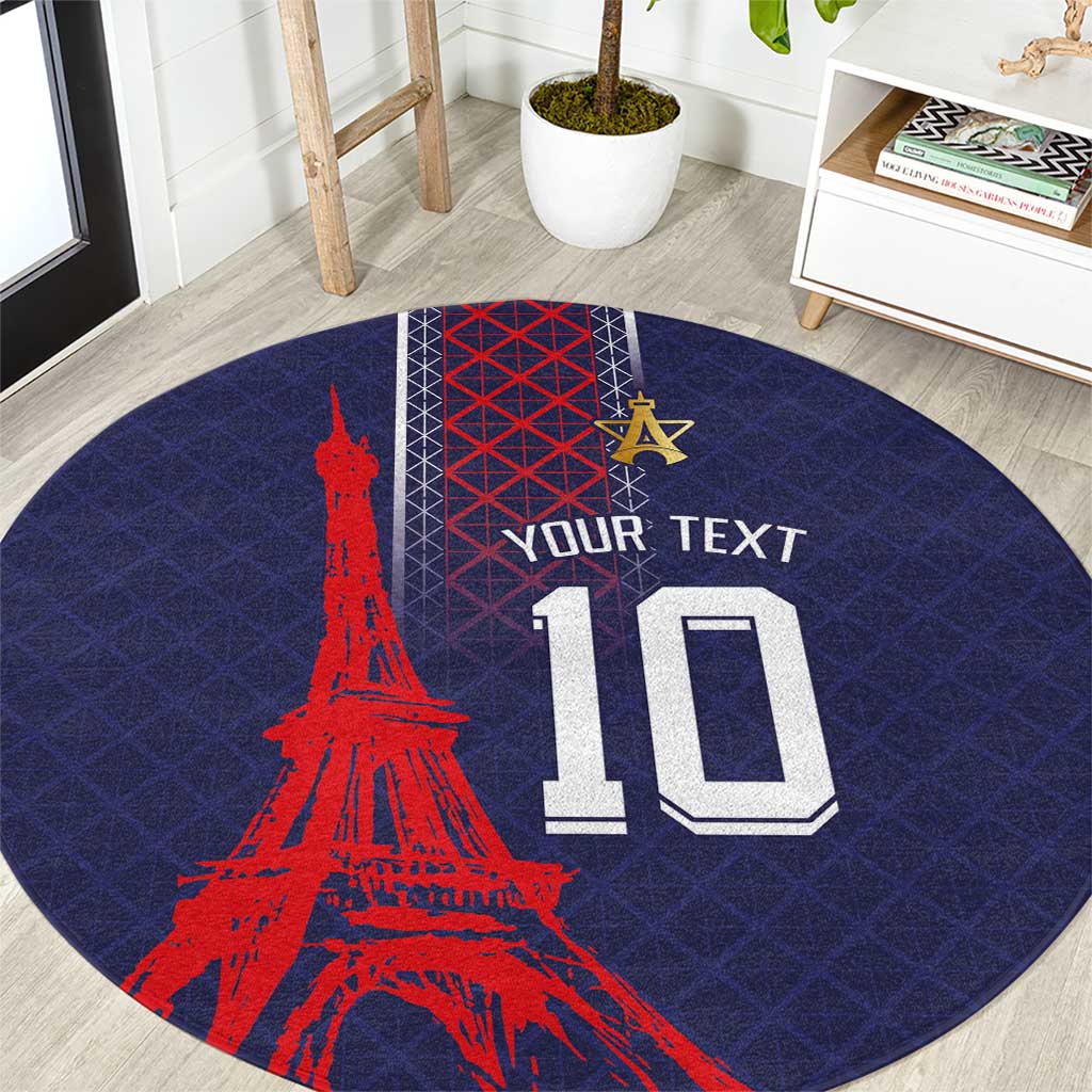 Custom Midnight Navy Football Round Carpet Paris Architectural Heritage Style - Wonder Print Shop