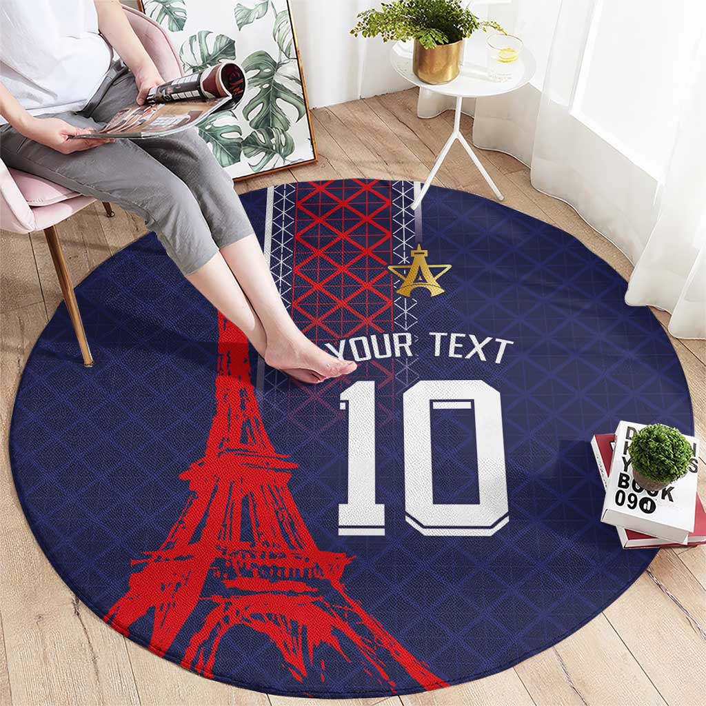 Custom Midnight Navy Football Round Carpet Paris Architectural Heritage Style - Wonder Print Shop