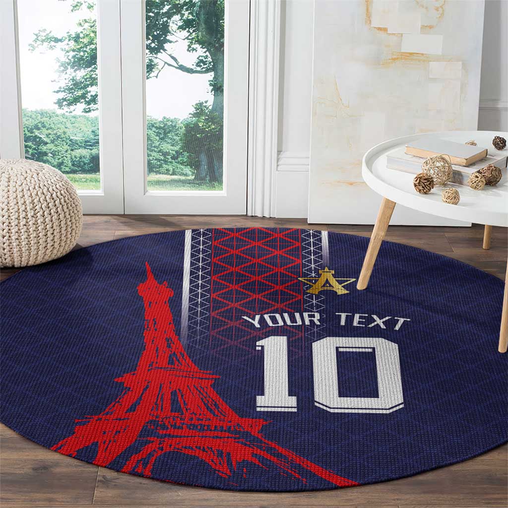 Custom Midnight Navy Football Round Carpet Paris Architectural Heritage Style - Wonder Print Shop