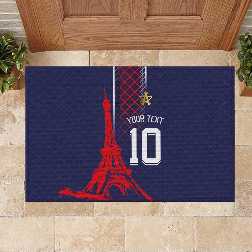 Custom Midnight Navy Football Rubber Doormat Paris Architectural Heritage Style - Wonder Print Shop