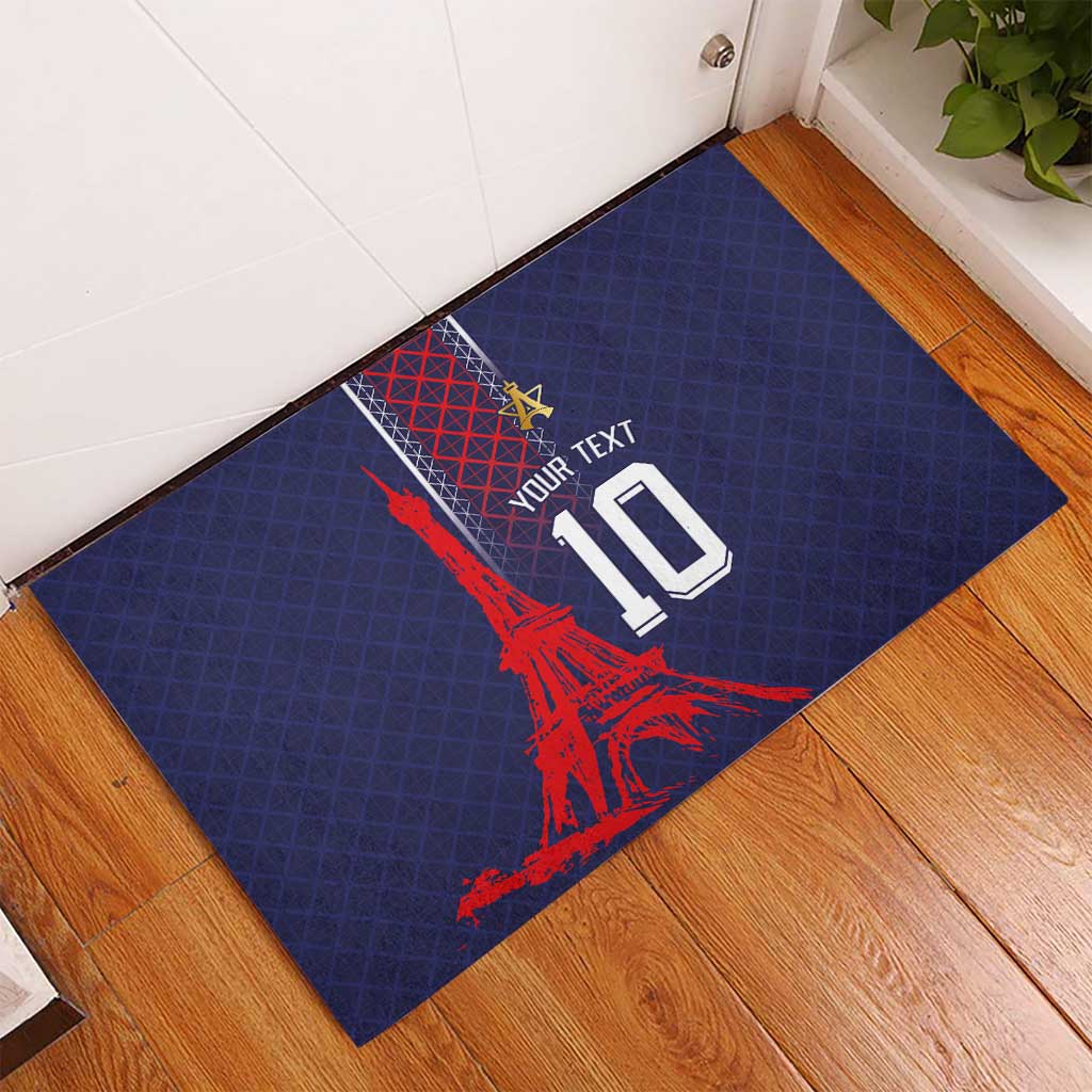 Custom Midnight Navy Football Rubber Doormat Paris Architectural Heritage Style - Wonder Print Shop