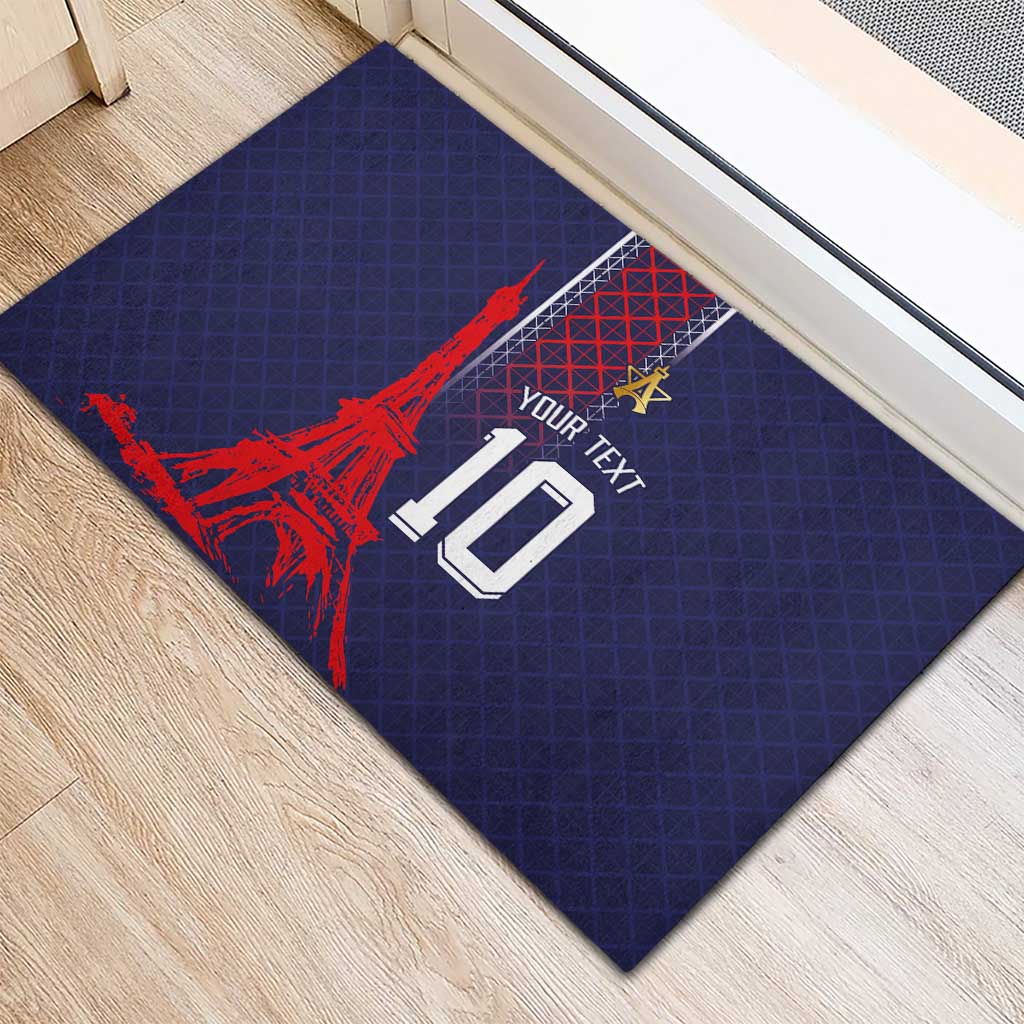 Custom Midnight Navy Football Rubber Doormat Paris Architectural Heritage Style - Wonder Print Shop