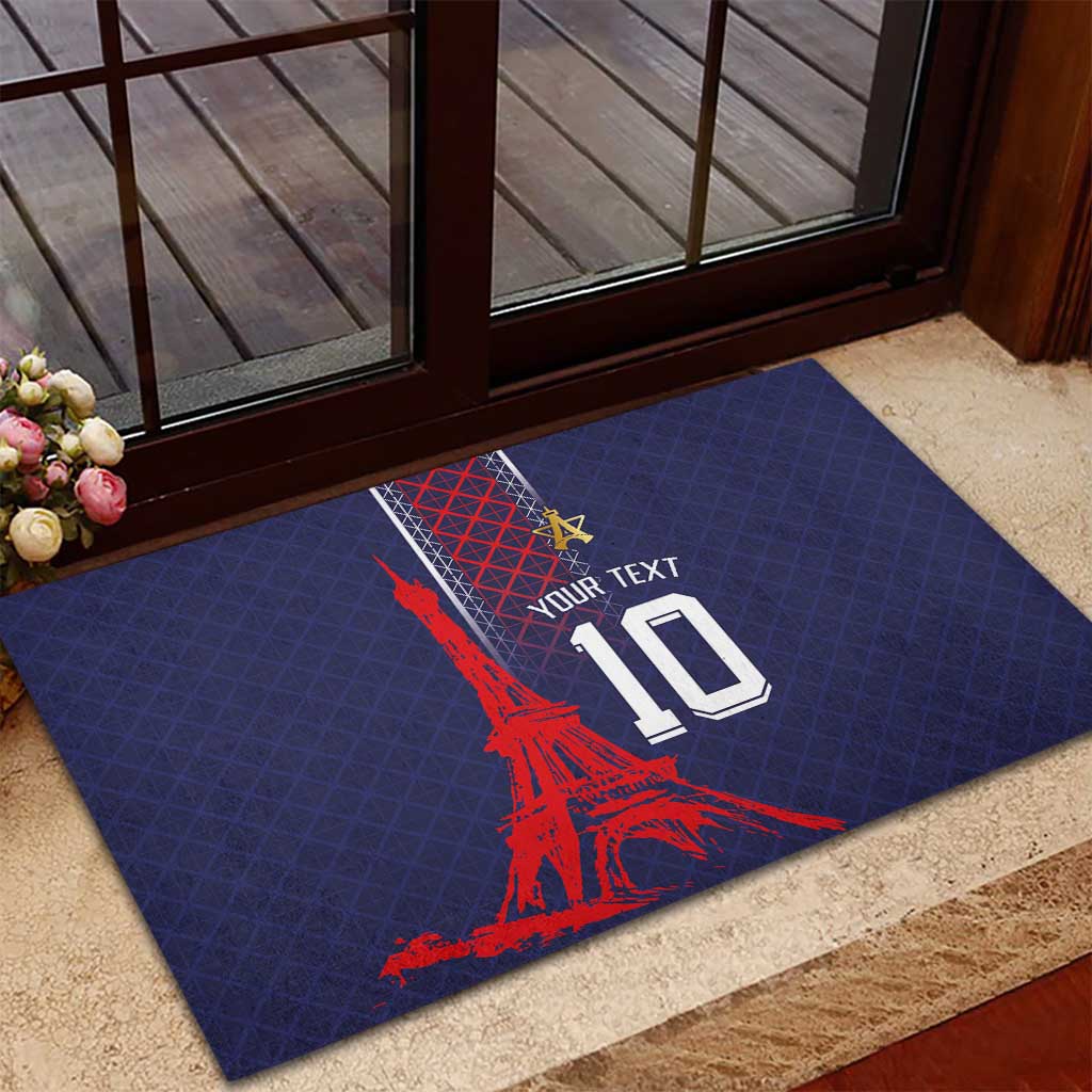 Custom Midnight Navy Football Rubber Doormat Paris Architectural Heritage Style - Wonder Print Shop