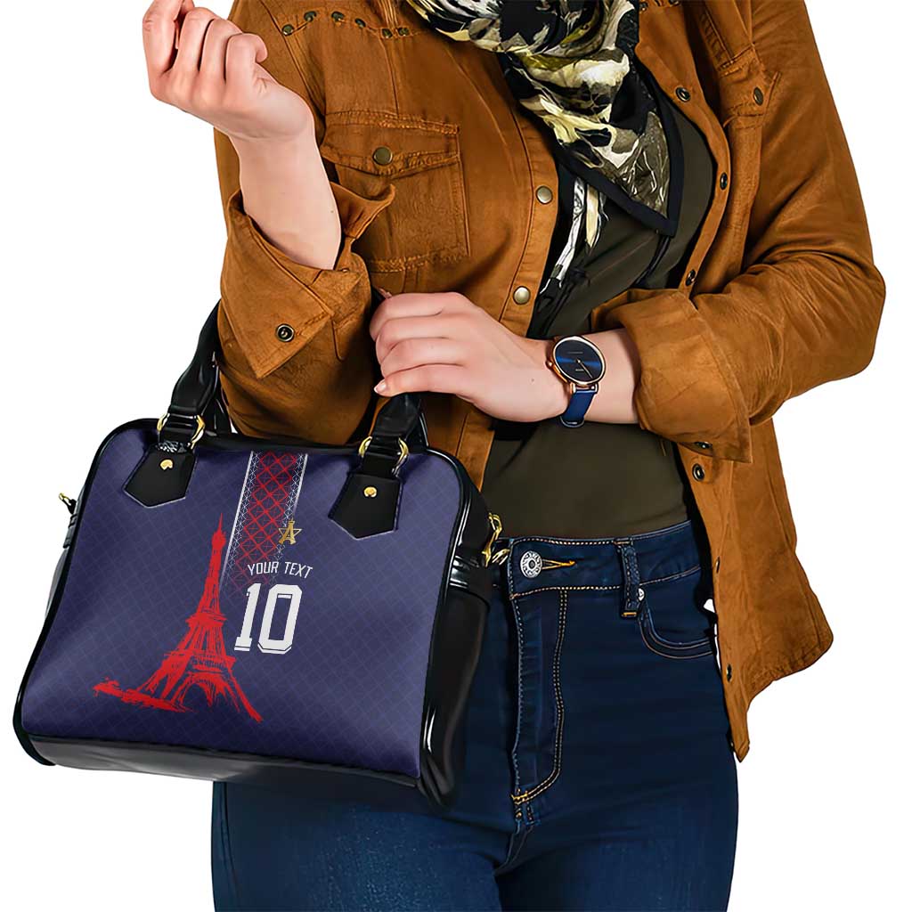 Custom Midnight Navy Football Shoulder Handbag Paris Architectural Heritage Style - Wonder Print Shop