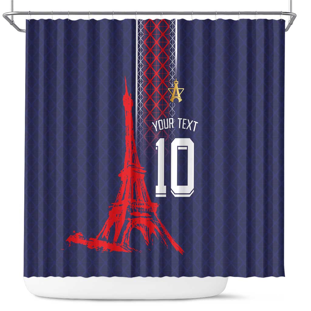 Custom Midnight Navy Football Shower Curtain Paris Architectural Heritage Style - Wonder Print Shop