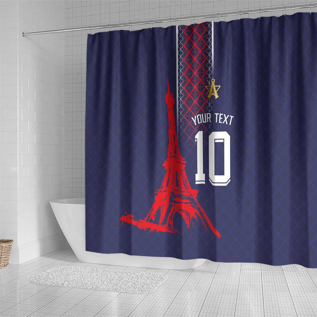 Custom Midnight Navy Football Shower Curtain Paris Architectural Heritage Style - Wonder Print Shop
