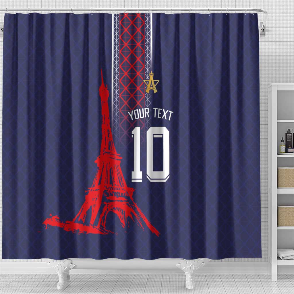 Custom Midnight Navy Football Shower Curtain Paris Architectural Heritage Style - Wonder Print Shop