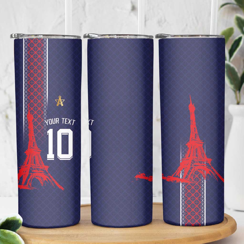 Custom Midnight Navy Football Skinny Tumbler Paris Architectural Heritage Style - Wonder Print Shop