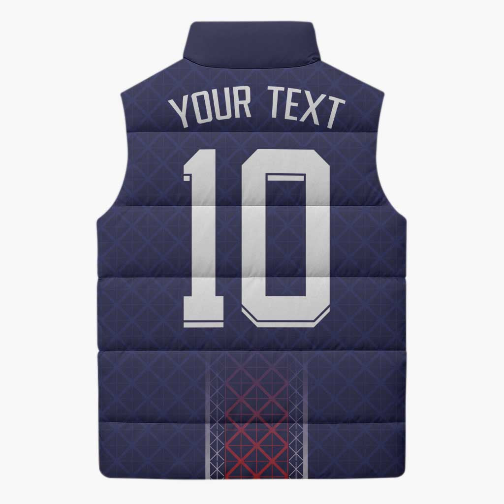 Custom Midnight Navy Football Sleeveless Puffer Jacket Paris Architectural Heritage Style - Wonder Print Shop