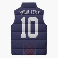 Custom Midnight Navy Football Sleeveless Puffer Jacket Paris Architectural Heritage Style - Wonder Print Shop