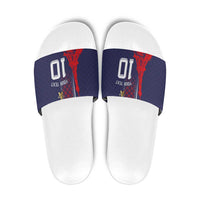 Custom Midnight Navy Football Slide Sandals Paris Architectural Heritage Style - Wonder Print Shop