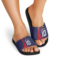 Custom Midnight Navy Football Slide Sandals Paris Architectural Heritage Style - Wonder Print Shop