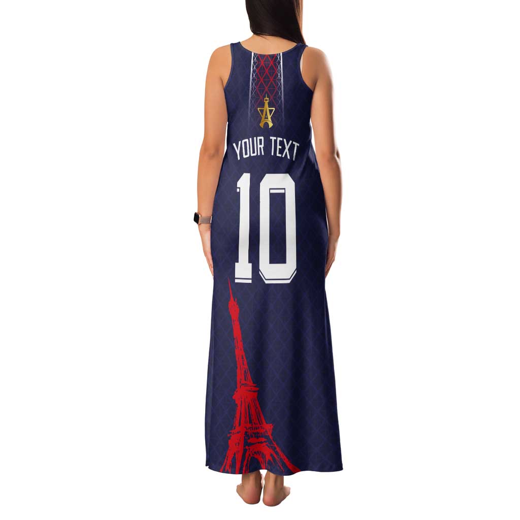 Custom Midnight Navy Football Tank Maxi Dress Paris Architectural Heritage Style - Wonder Print Shop