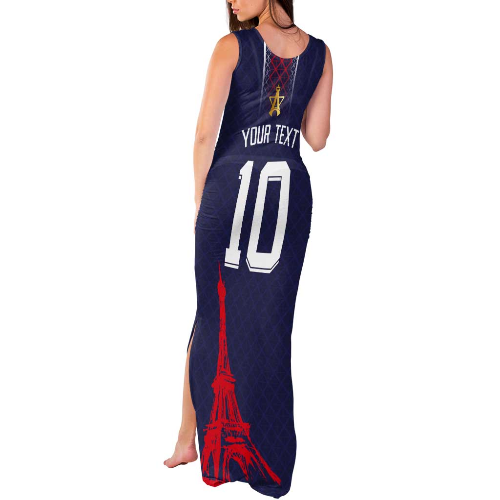 Custom Midnight Navy Football Tank Maxi Dress Paris Architectural Heritage Style - Wonder Print Shop
