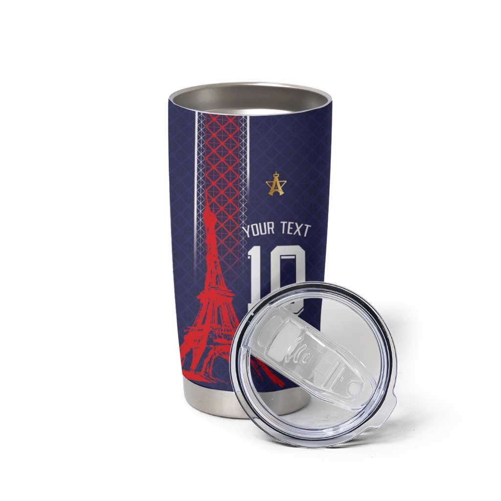 Custom Midnight Navy Football Tumbler Cup Paris Architectural Heritage Style - Wonder Print Shop