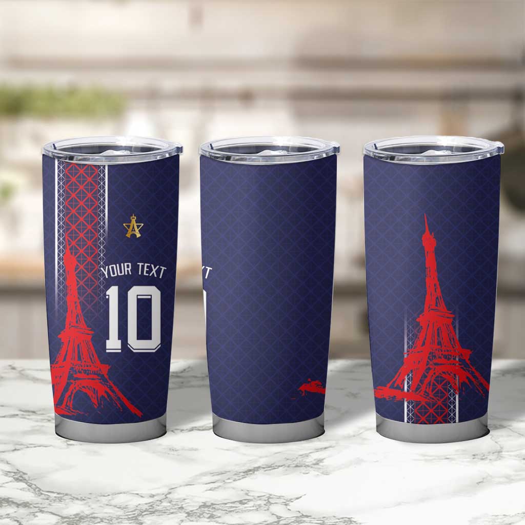 Custom Midnight Navy Football Tumbler Cup Paris Architectural Heritage Style - Wonder Print Shop