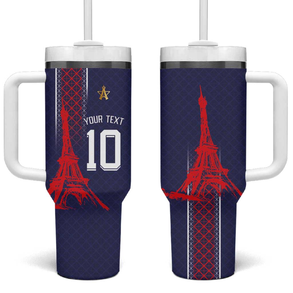 Custom Midnight Navy Football Tumbler With Handle Paris Architectural Heritage Style - Wonder Print Shop