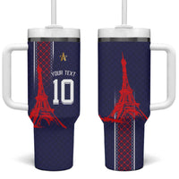 Custom Midnight Navy Football Tumbler With Handle Paris Architectural Heritage Style - Wonder Print Shop