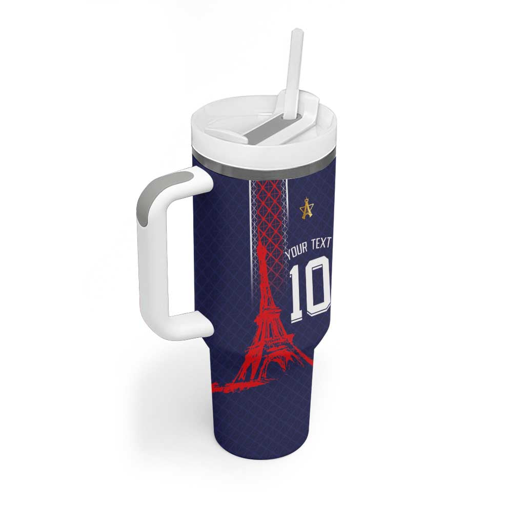 Custom Midnight Navy Football Tumbler With Handle Paris Architectural Heritage Style - Wonder Print Shop