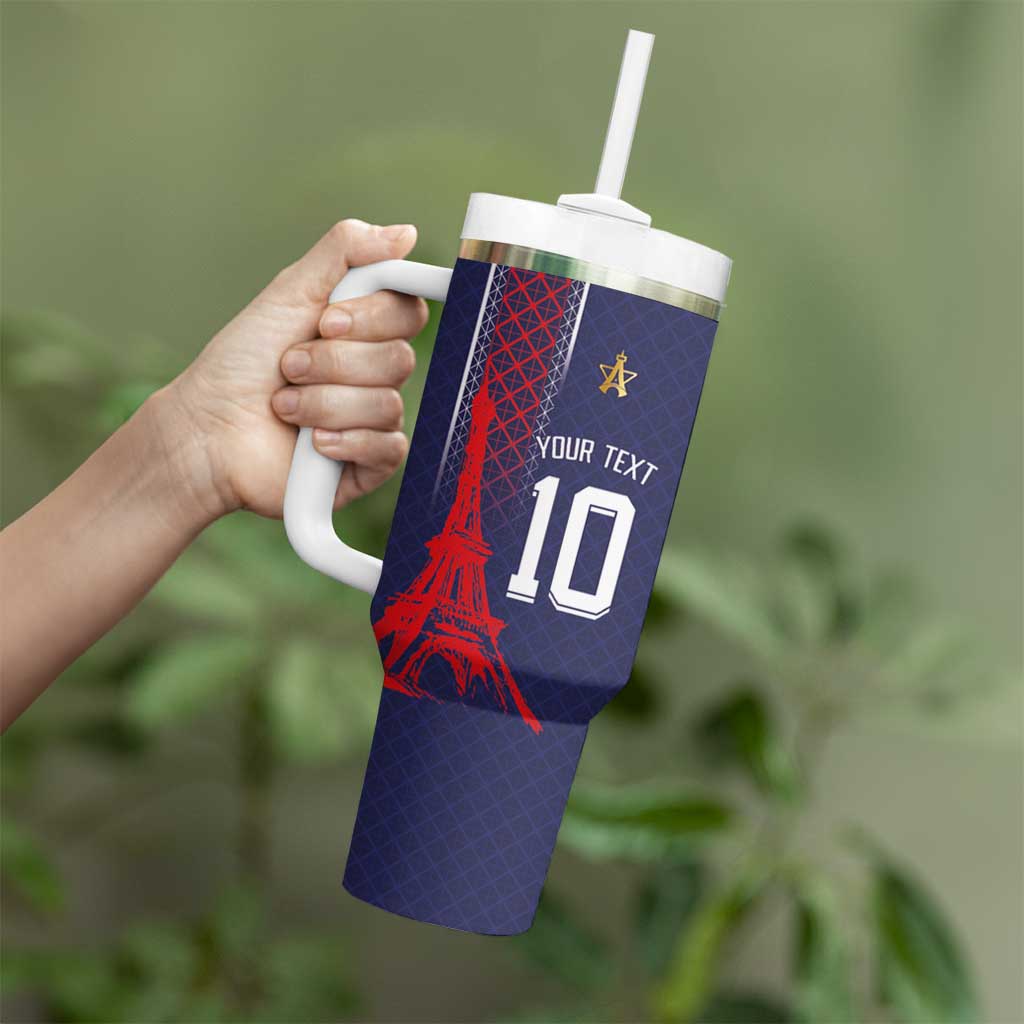 Custom Midnight Navy Football Tumbler With Handle Paris Architectural Heritage Style - Wonder Print Shop