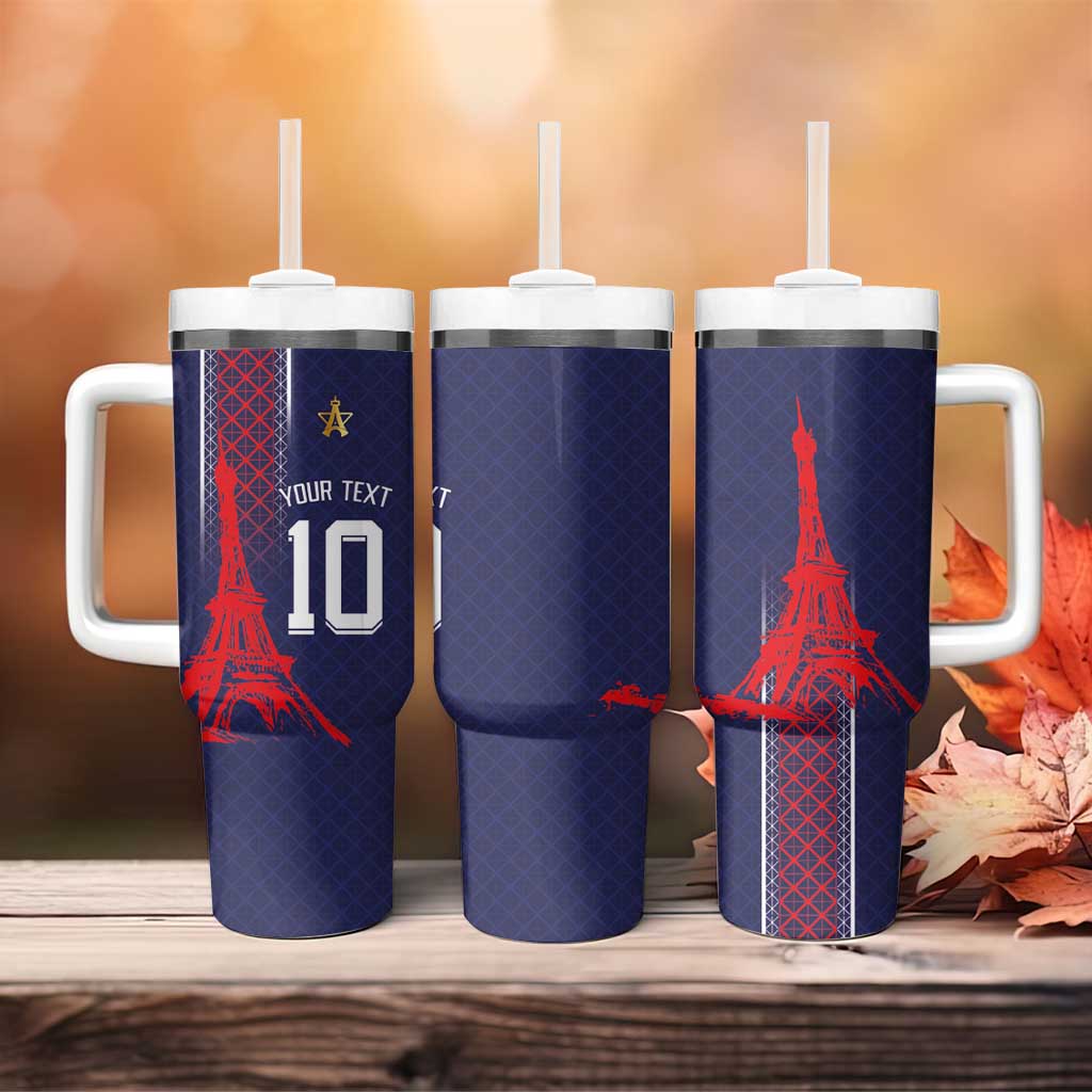 Custom Midnight Navy Football Tumbler With Handle Paris Architectural Heritage Style - Wonder Print Shop