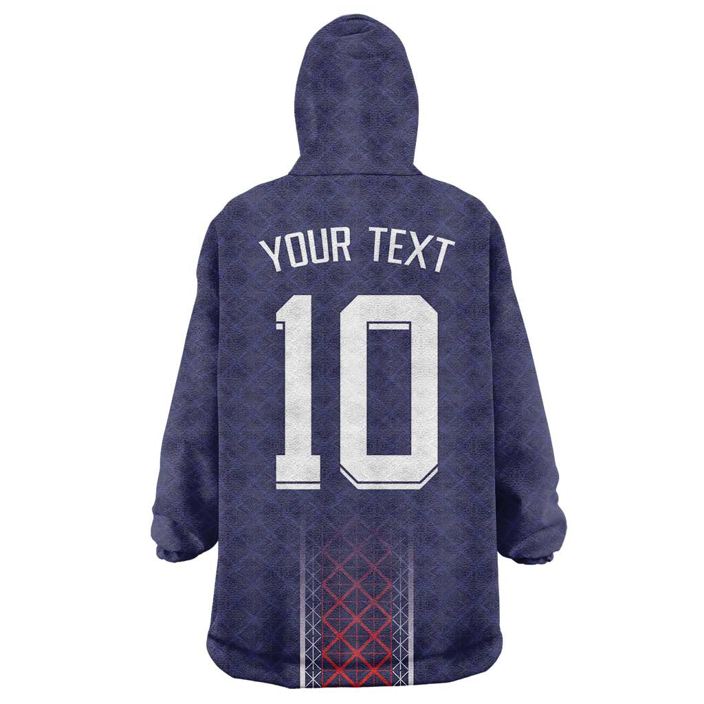 Custom Midnight Navy Football Wearable Blanket Hoodie Paris Architectural Heritage Style - Wonder Print Shop