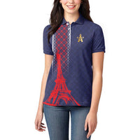 Custom Midnight Navy Football Women Polo Shirt Paris Architectural Heritage Style - Wonder Print Shop