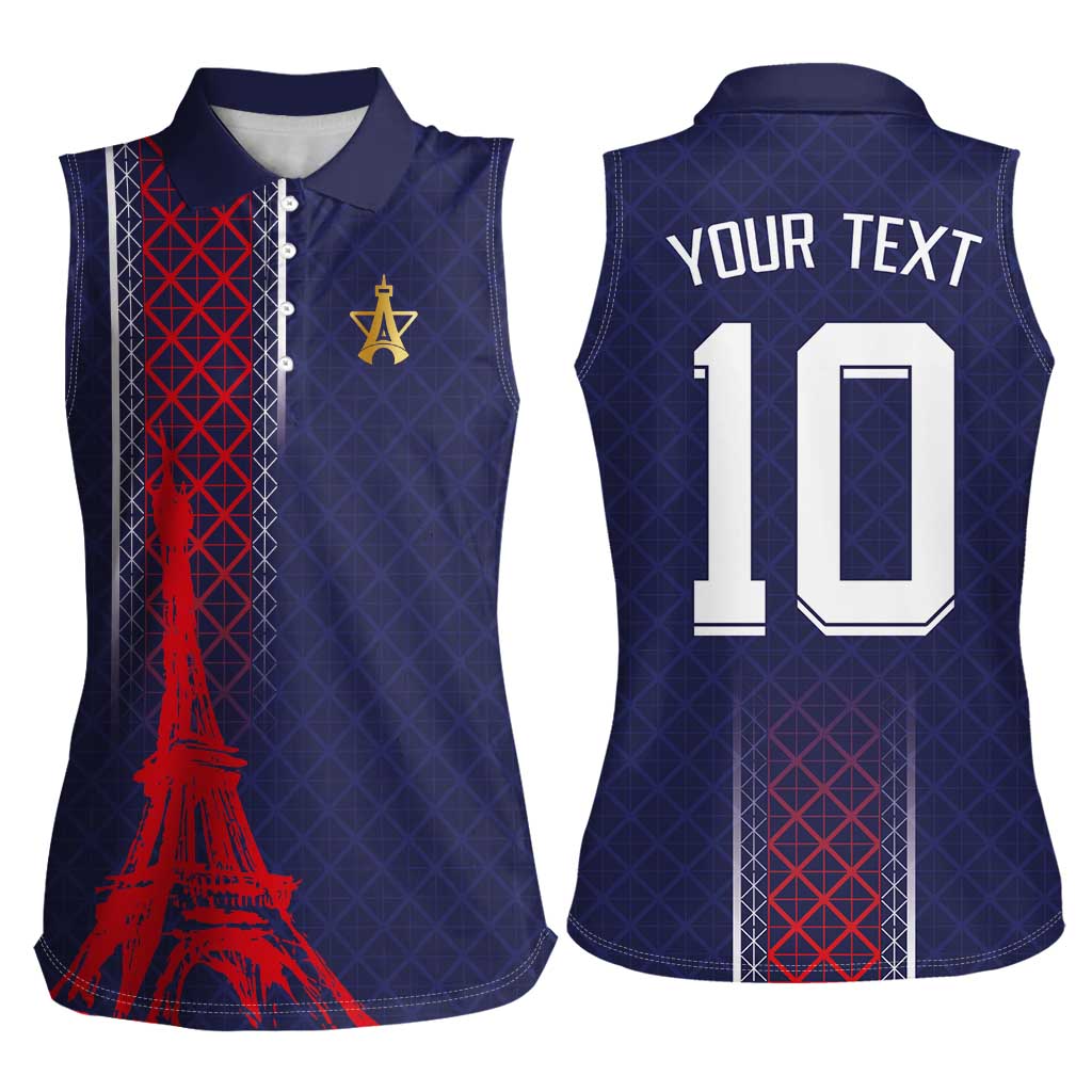 Custom Midnight Navy Football Women Sleeveless Polo Shirt Paris Architectural Heritage Style - Wonder Print Shop