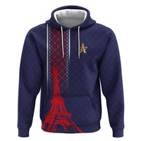 Custom Midnight Navy Football Zip Hoodie Paris Architectural Heritage Style - Wonder Print Shop