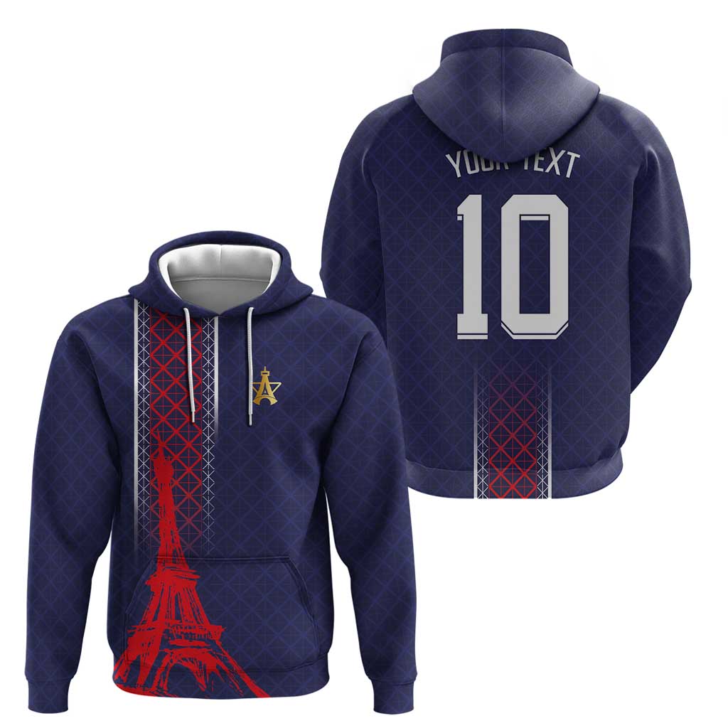 Custom Midnight Navy Football Zip Hoodie Paris Architectural Heritage Style - Wonder Print Shop