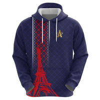 Custom Midnight Navy Football Zip Hoodie Paris Architectural Heritage Style - Wonder Print Shop