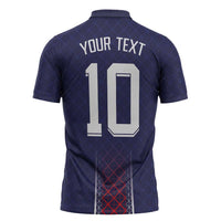 Custom Midnight Navy Football Zipper Polo Shirt Paris Architectural Heritage Style - Wonder Print Shop