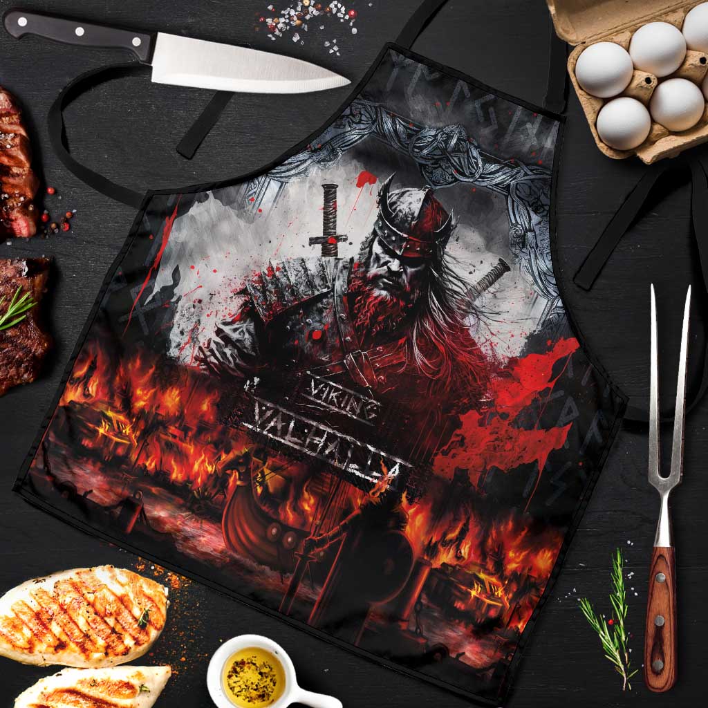 Viking Valhalla Apron Norseman and Burning Battlefield - Wonder Print Shop