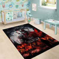 Viking Valhalla Area Rug Norseman and Burning Battlefield - Wonder Print Shop