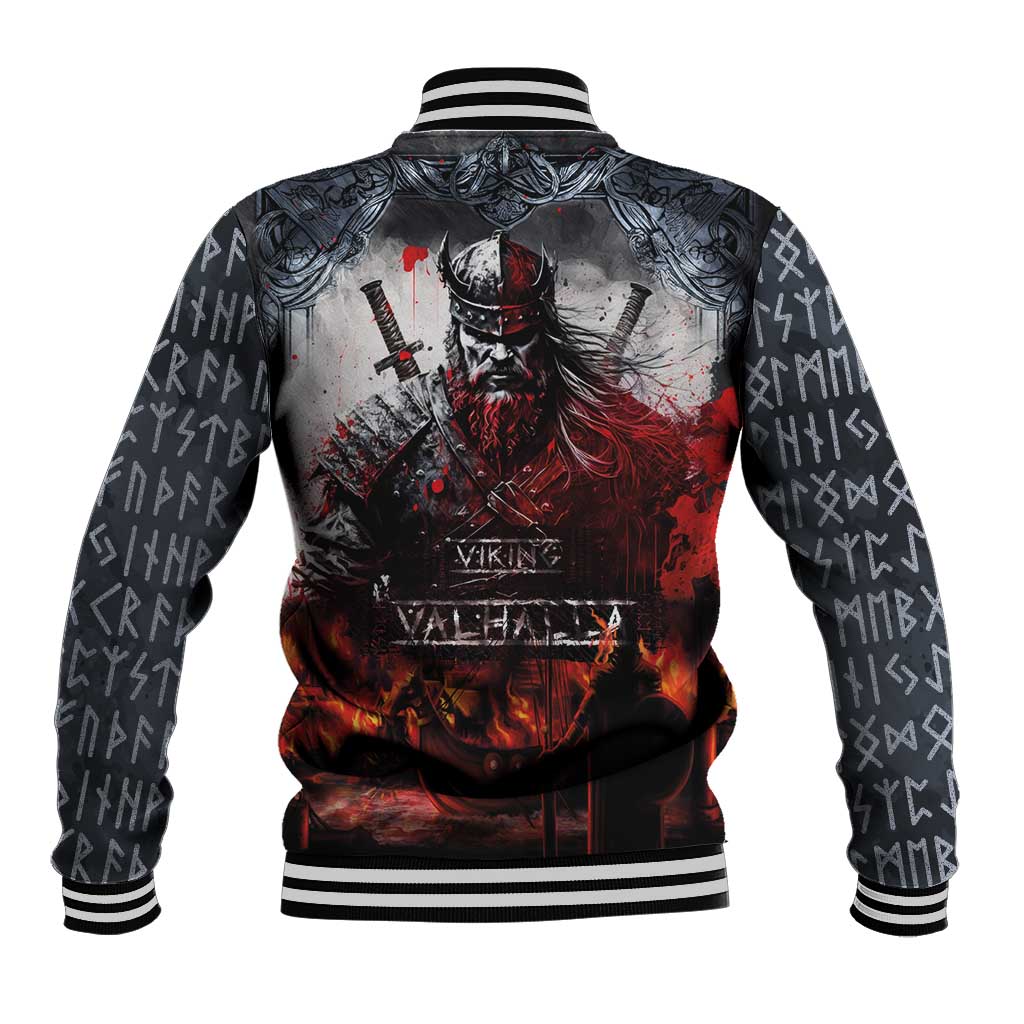 Viking Valhalla Baseball Jacket Norseman and Burning Battlefield - Wonder Print Shop