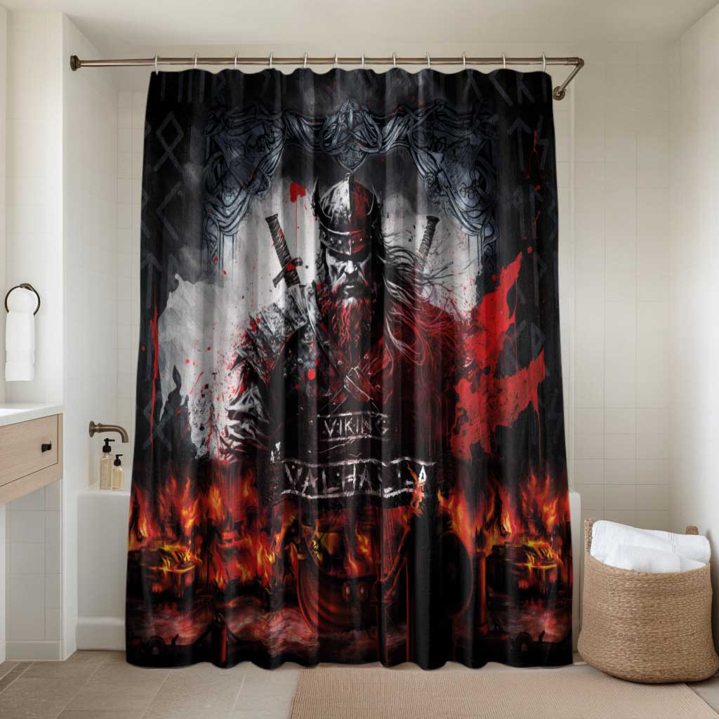 Viking Valhalla Bathroom Set Norseman and Burning Battlefield - Wonder Print Shop