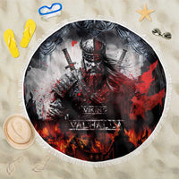 Viking Valhalla Beach Blanket Norseman and Burning Battlefield - Wonder Print Shop