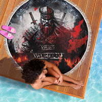 Viking Valhalla Beach Blanket Norseman and Burning Battlefield - Wonder Print Shop