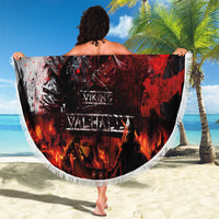 Viking Valhalla Beach Blanket Norseman and Burning Battlefield - Wonder Print Shop