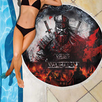 Viking Valhalla Beach Blanket Norseman and Burning Battlefield - Wonder Print Shop