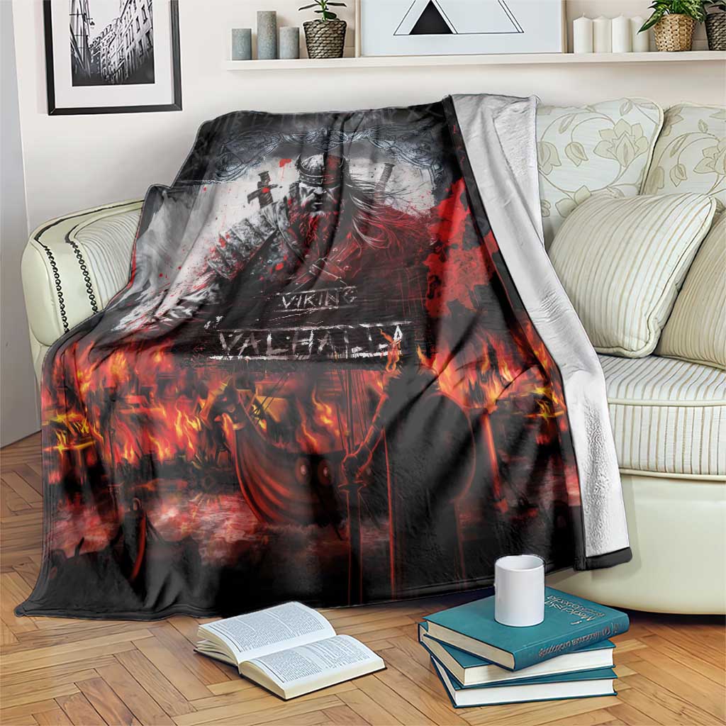 Viking Valhalla Blanket Norseman and Burning Battlefield - Wonder Print Shop