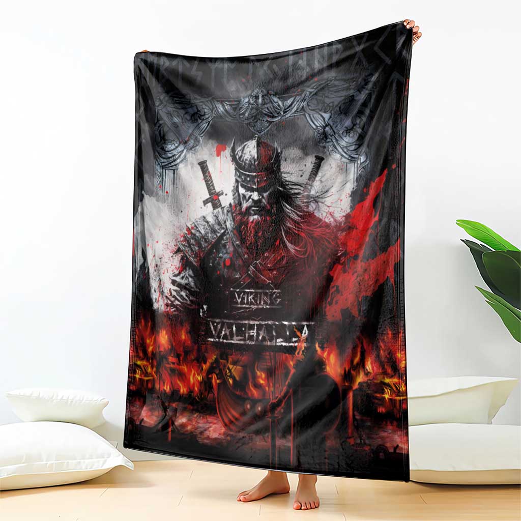 Viking Valhalla Blanket Norseman and Burning Battlefield - Wonder Print Shop