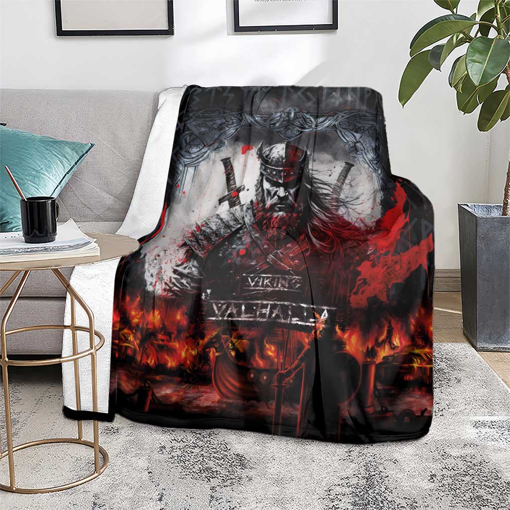 Viking Valhalla Blanket Norseman and Burning Battlefield - Wonder Print Shop