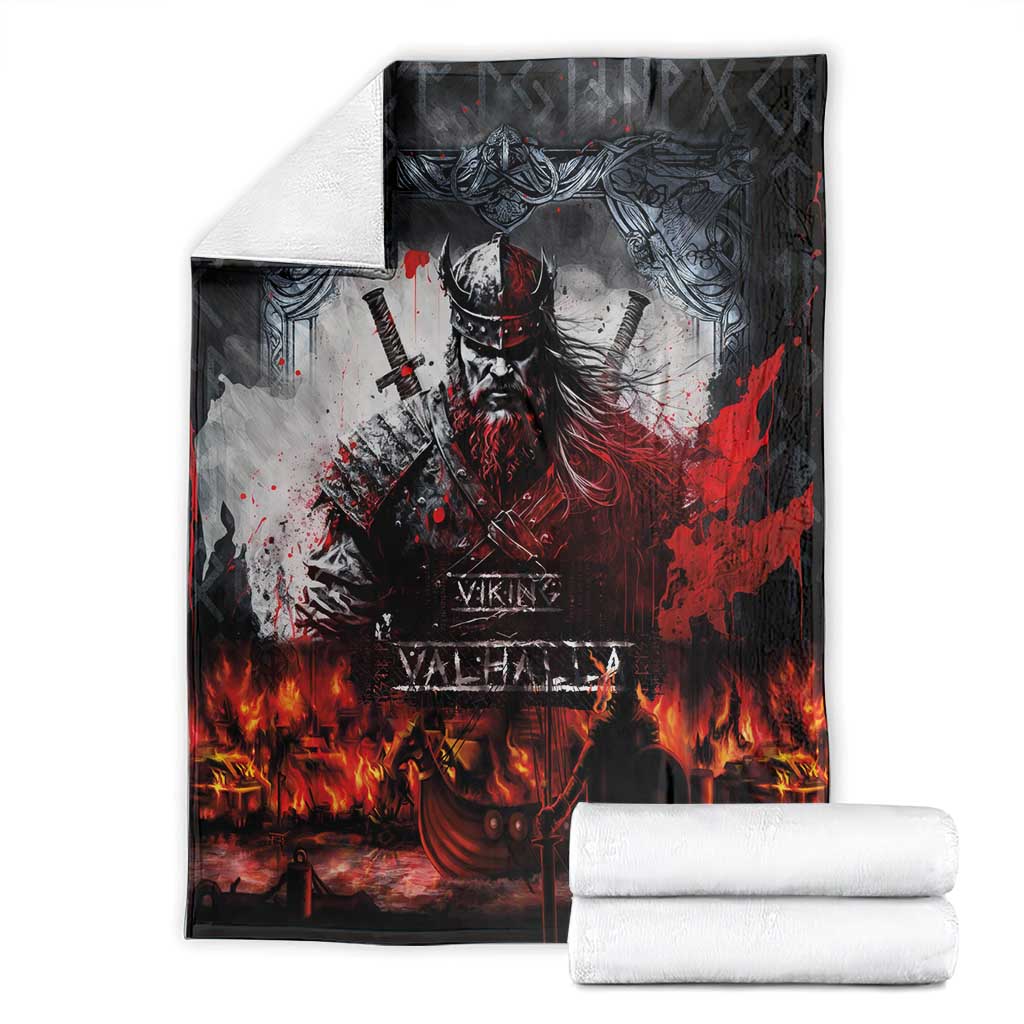 Viking Valhalla Blanket Norseman and Burning Battlefield - Wonder Print Shop