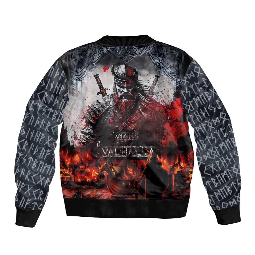 Viking Valhalla Bomber Jacket Norseman and Burning Battlefield - Wonder Print Shop