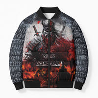 Viking Valhalla Bomber Puffer Jacket Norseman and Burning Battlefield - Wonder Print Shop