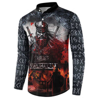 Viking Valhalla Button Sweatshirt Norseman and Burning Battlefield - Wonder Print Shop