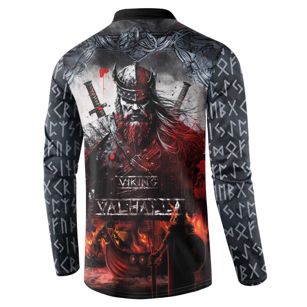 Viking Valhalla Button Sweatshirt Norseman and Burning Battlefield - Wonder Print Shop