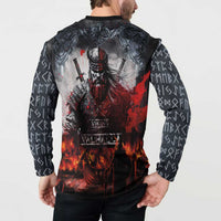 Viking Valhalla Button Sweatshirt Norseman and Burning Battlefield - Wonder Print Shop