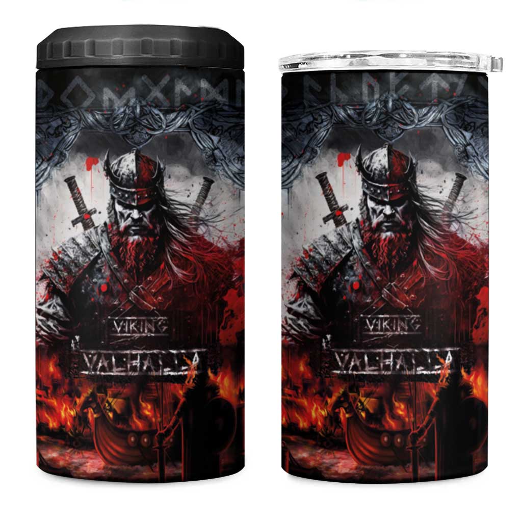 Viking Valhalla 4 in 1 Can Cooler Tumbler Norseman and Burning Battlefield - Wonder Print Shop